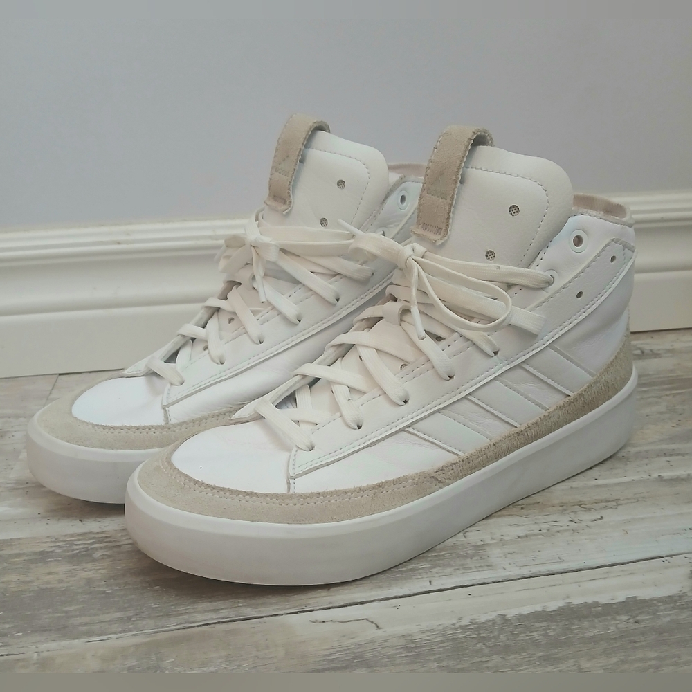 Adidas Znsored Hi Premium Leather High Top Sneakers Off White Men’s 9